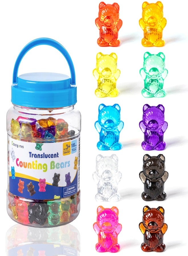 Odoorgames 100 Pcs Translucent Bear Counters - 10 Colors - Kindergarten Classroom & Light Table Manipulatives - Counting Animals and Color Sorting Bears for Kids - Image 1
